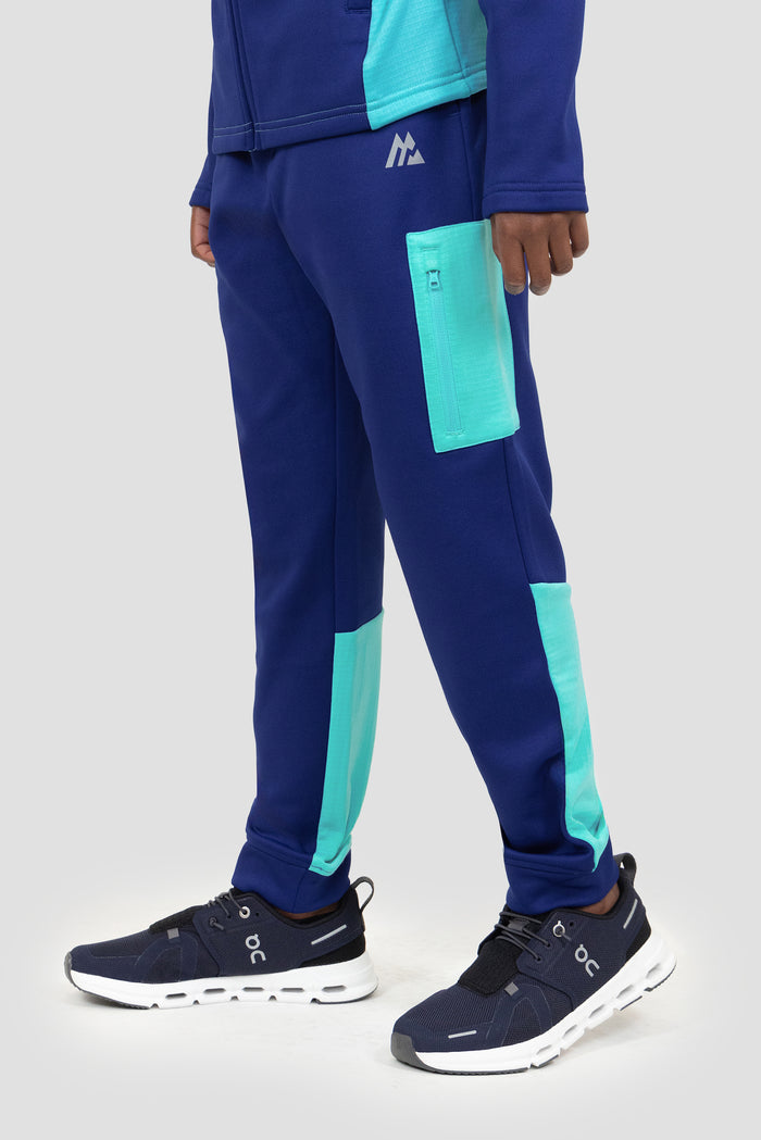 Boys Longitude Gridded Poly Jogger - Marine Blue/Neon Sky