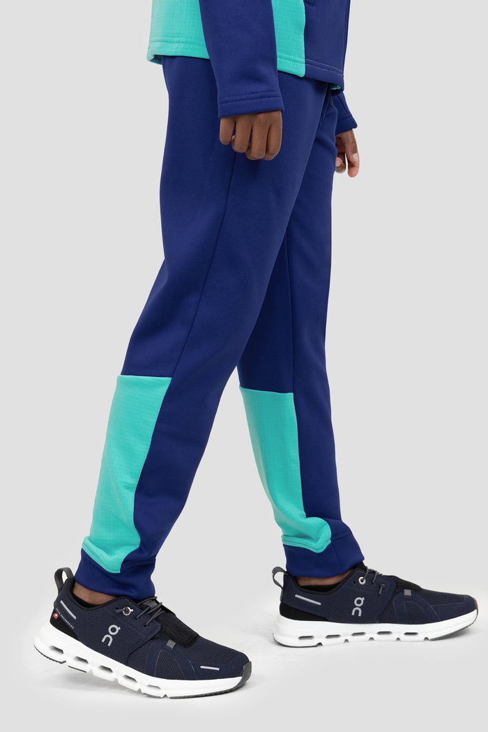 Boys Longitude Gridded Poly Jogger - Marine Blue/Neon Sky