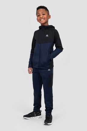 Boys Longitude Gridded Poly Hood - Midnight Blue/Space Blue