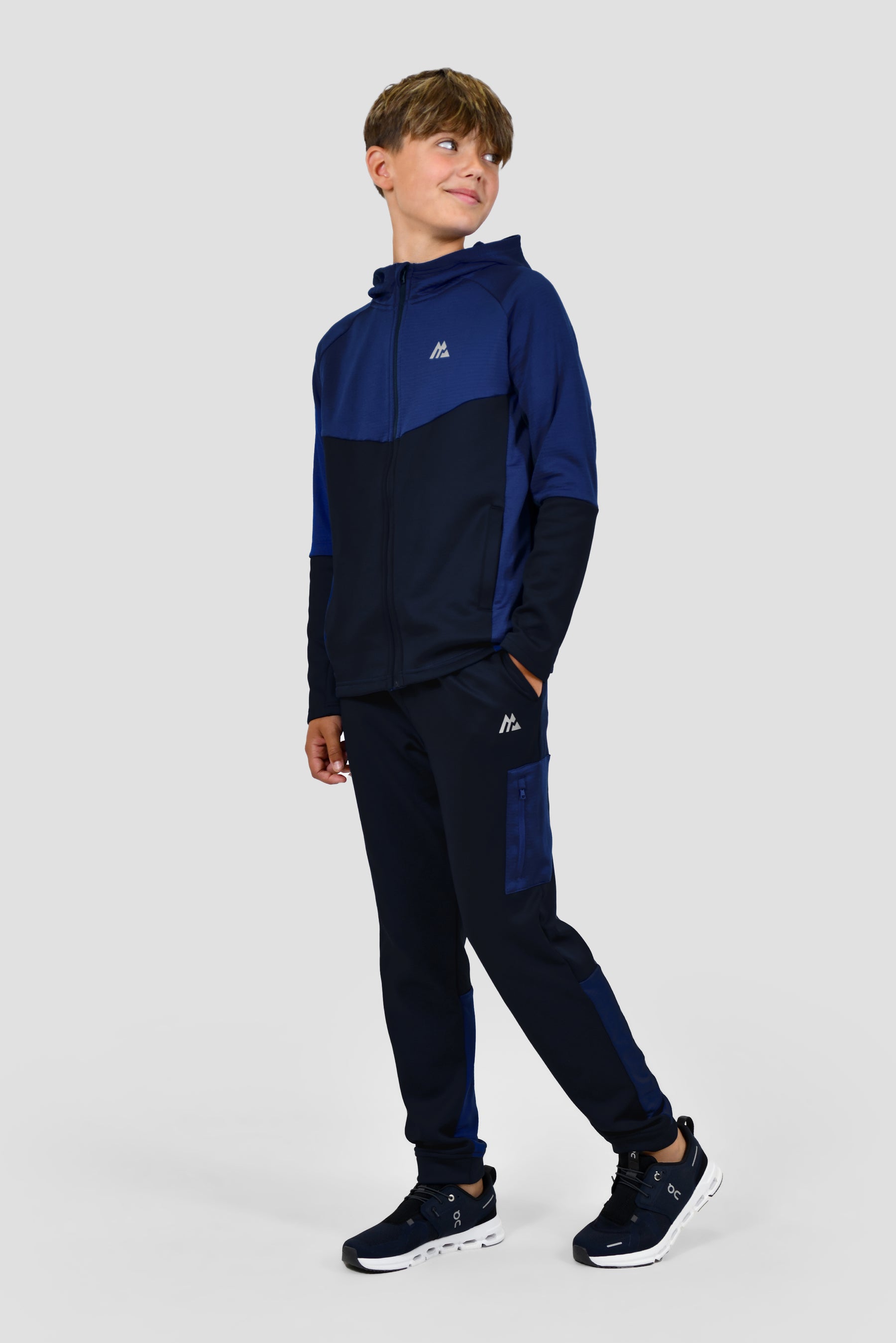 Boys Longitude Gridded Poly Jogger - Midnight Blue/Marine Blue