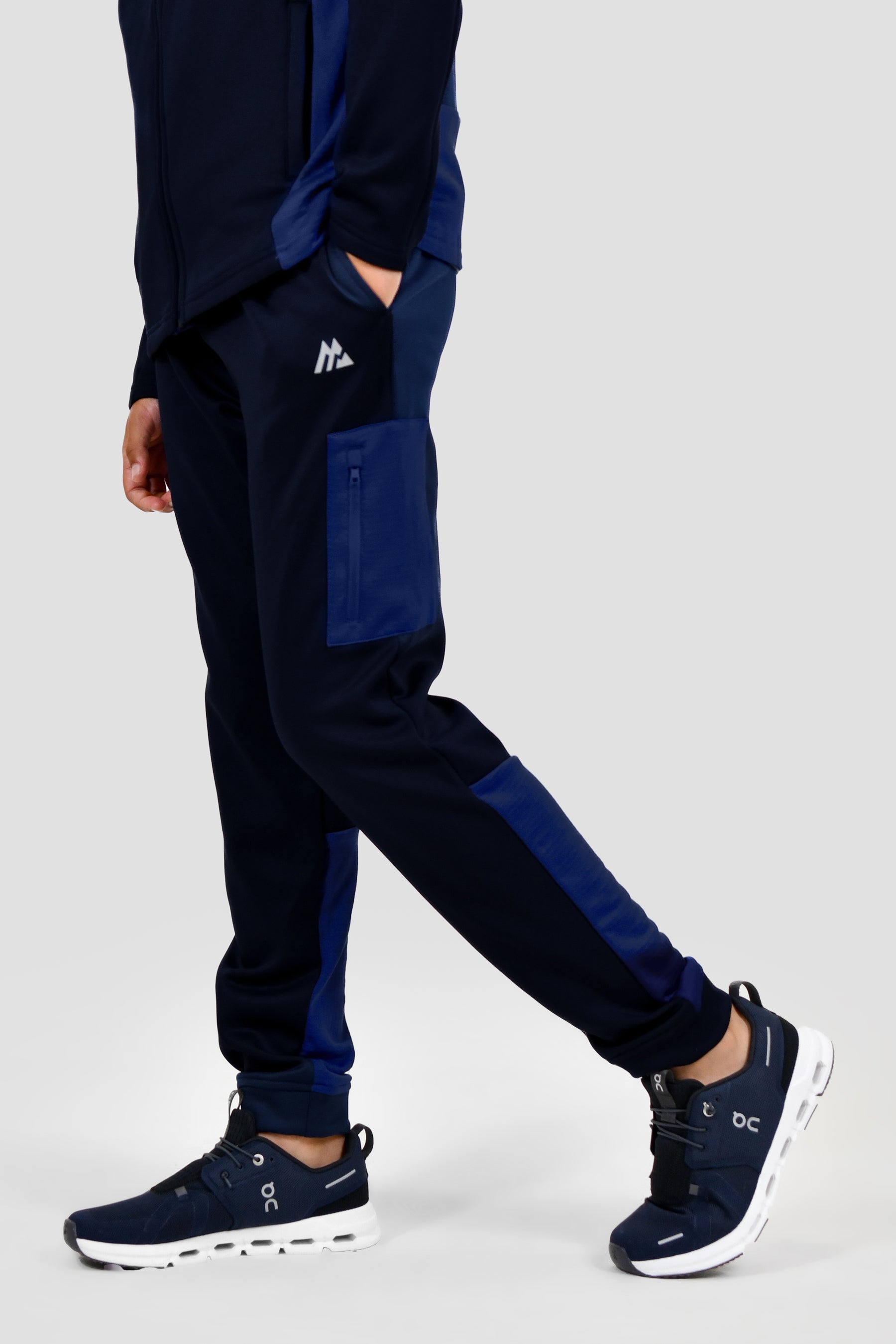 Boys Longitude Gridded Poly Jogger - Midnight Blue/Marine Blue