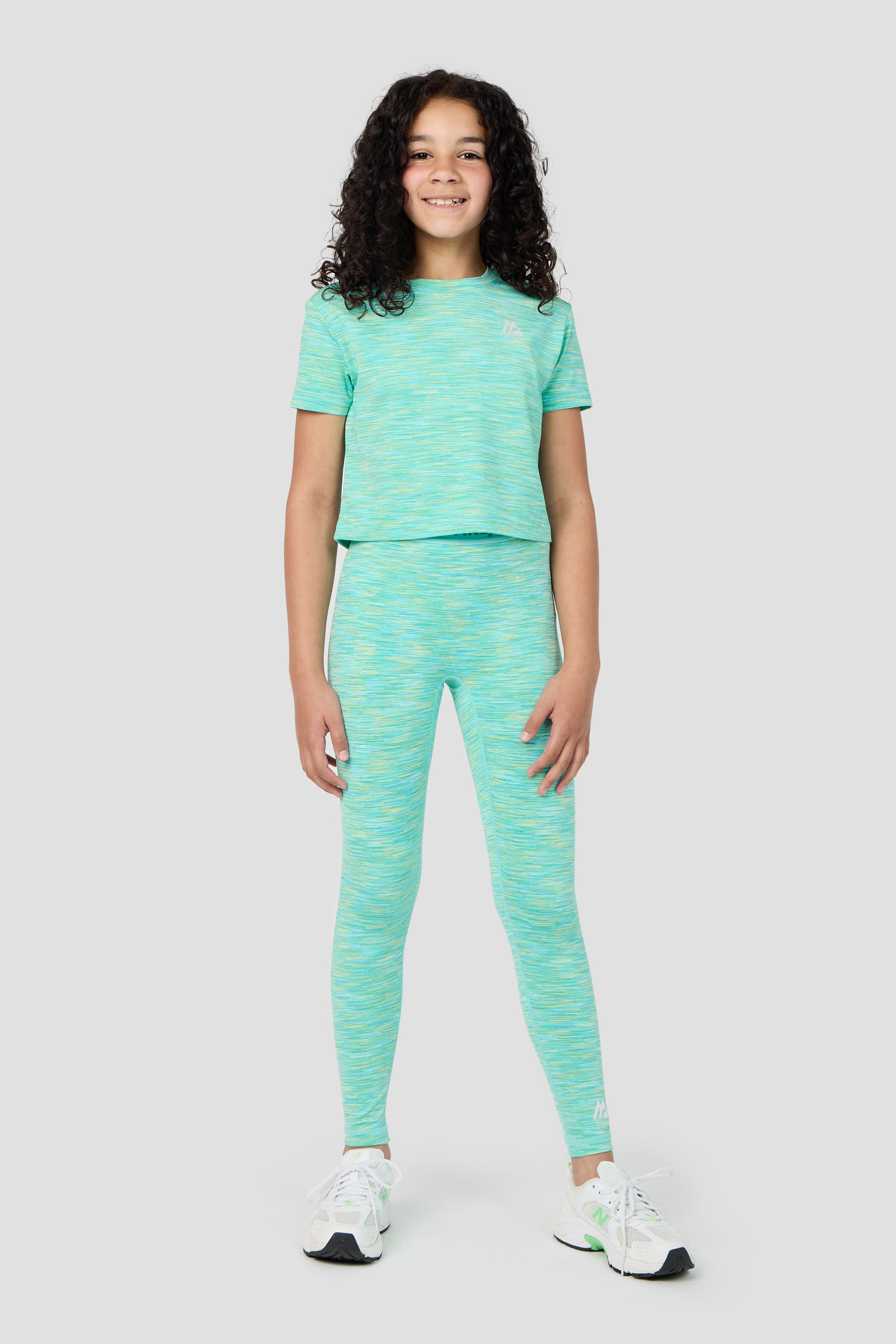 Girls Trail Icon Leggings - Aqua/Citrus