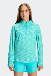 Girls Trail 1/4 Zip - Aqua Blue Multi