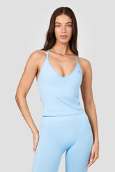 Muse Seamless Halter Neck Tank - Blissful Blue