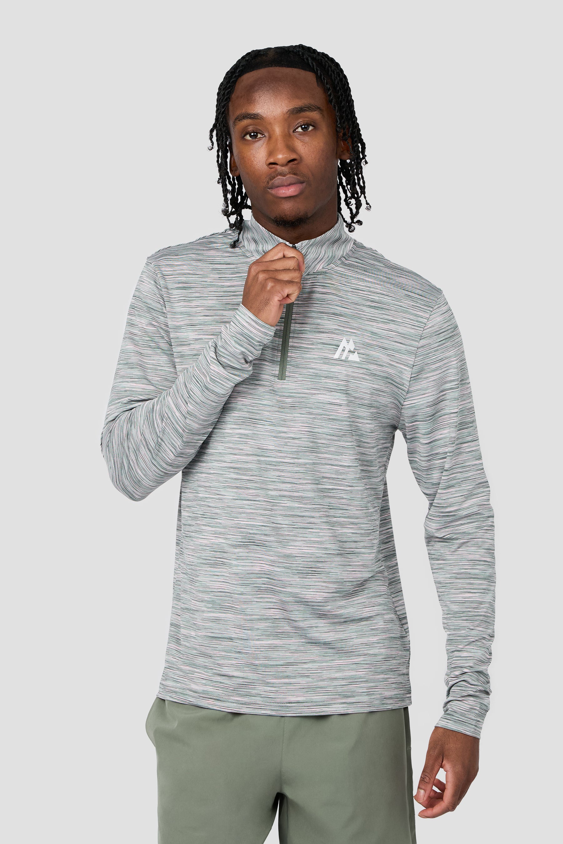 Trail 1/4 Zip - Green Slate/Pink