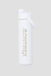 Dual Sip/Straw Metal Bottle - White