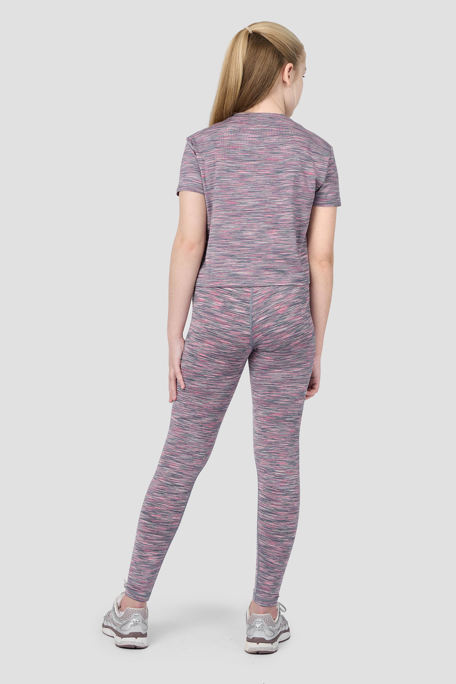 Girls Trail Icon Legging - Grey Multi/Pink