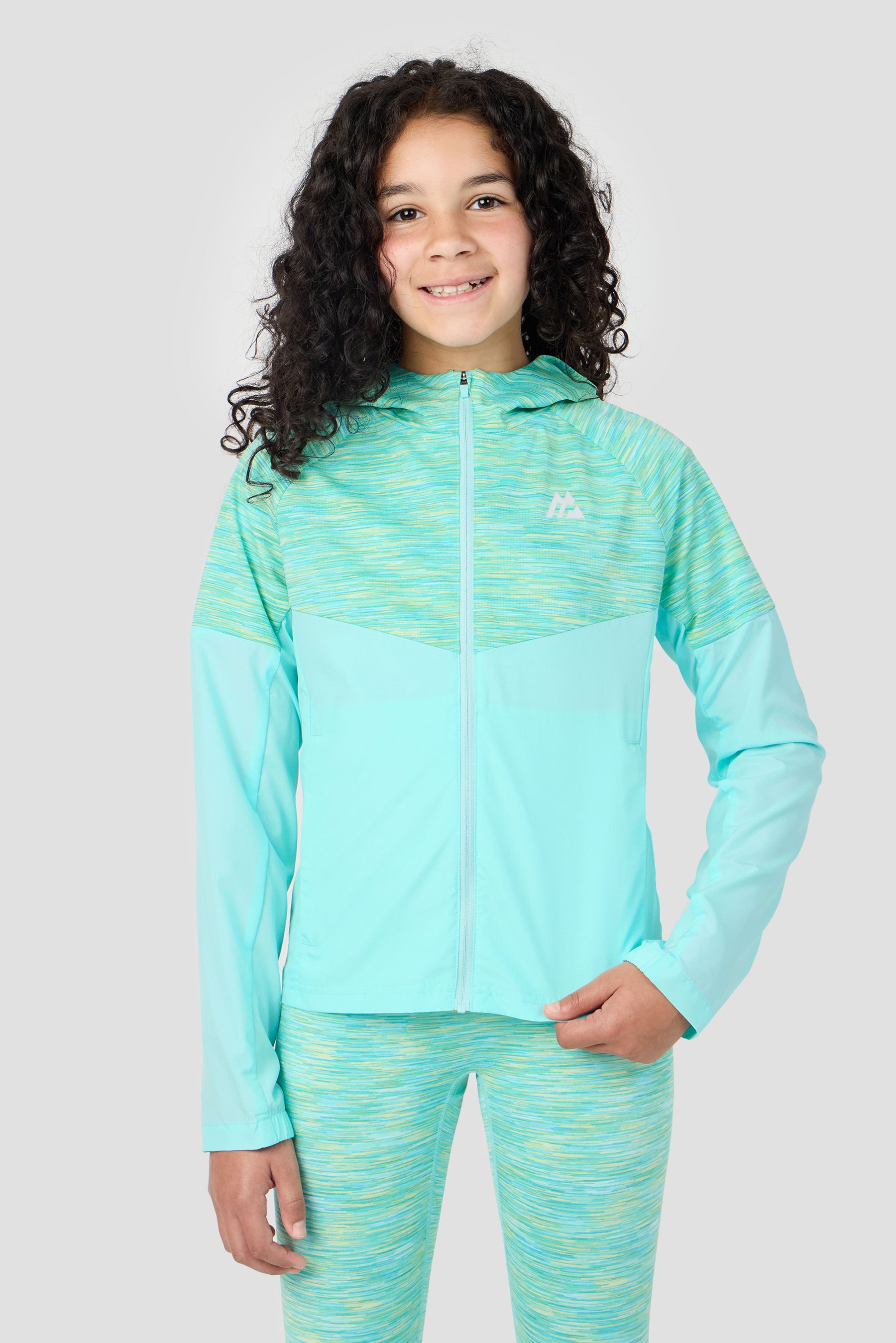 Girls Trail Windbreaker - Aqua/Citrus