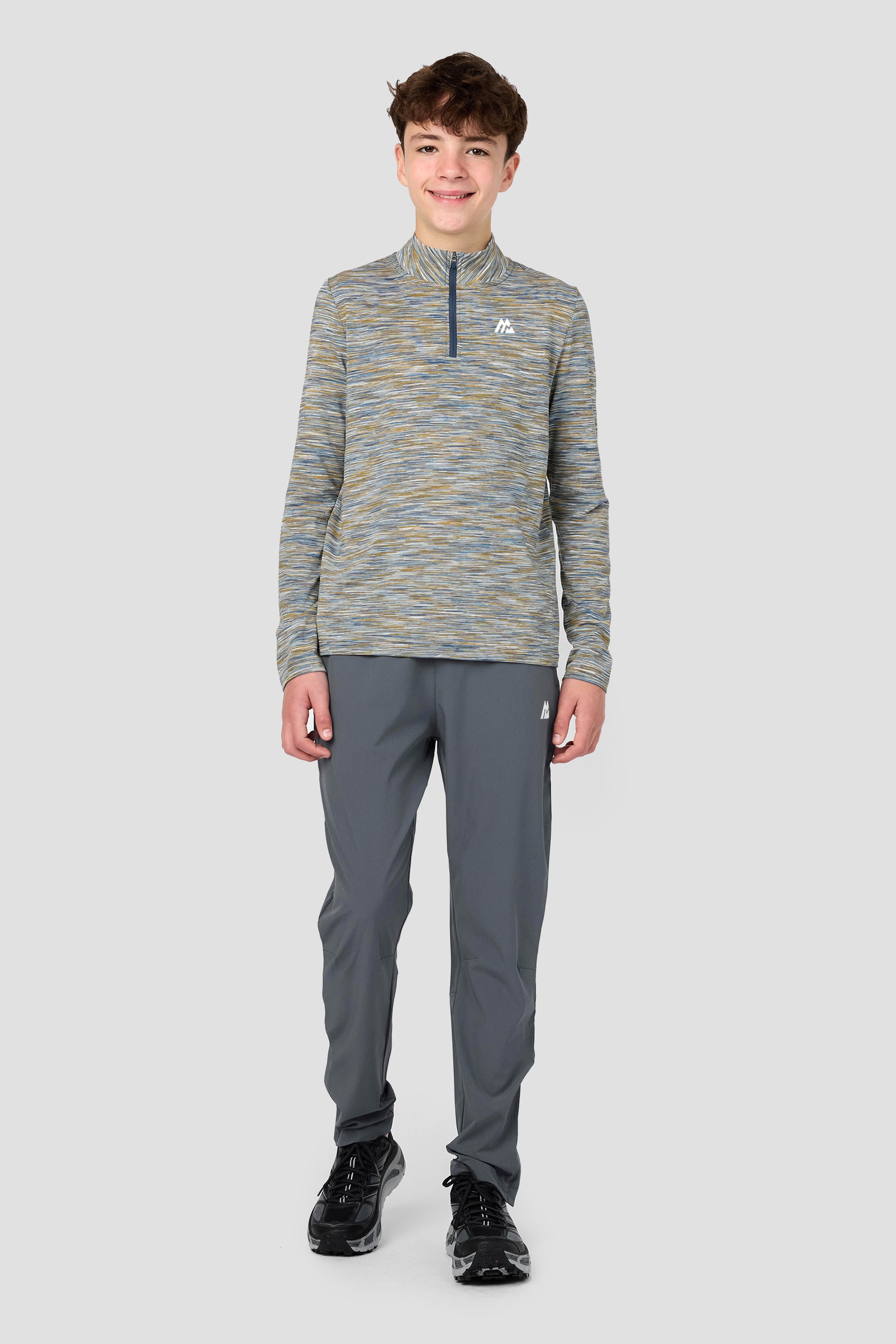 Boys Trail 1/4 Zip - Grey/Blue/Orange