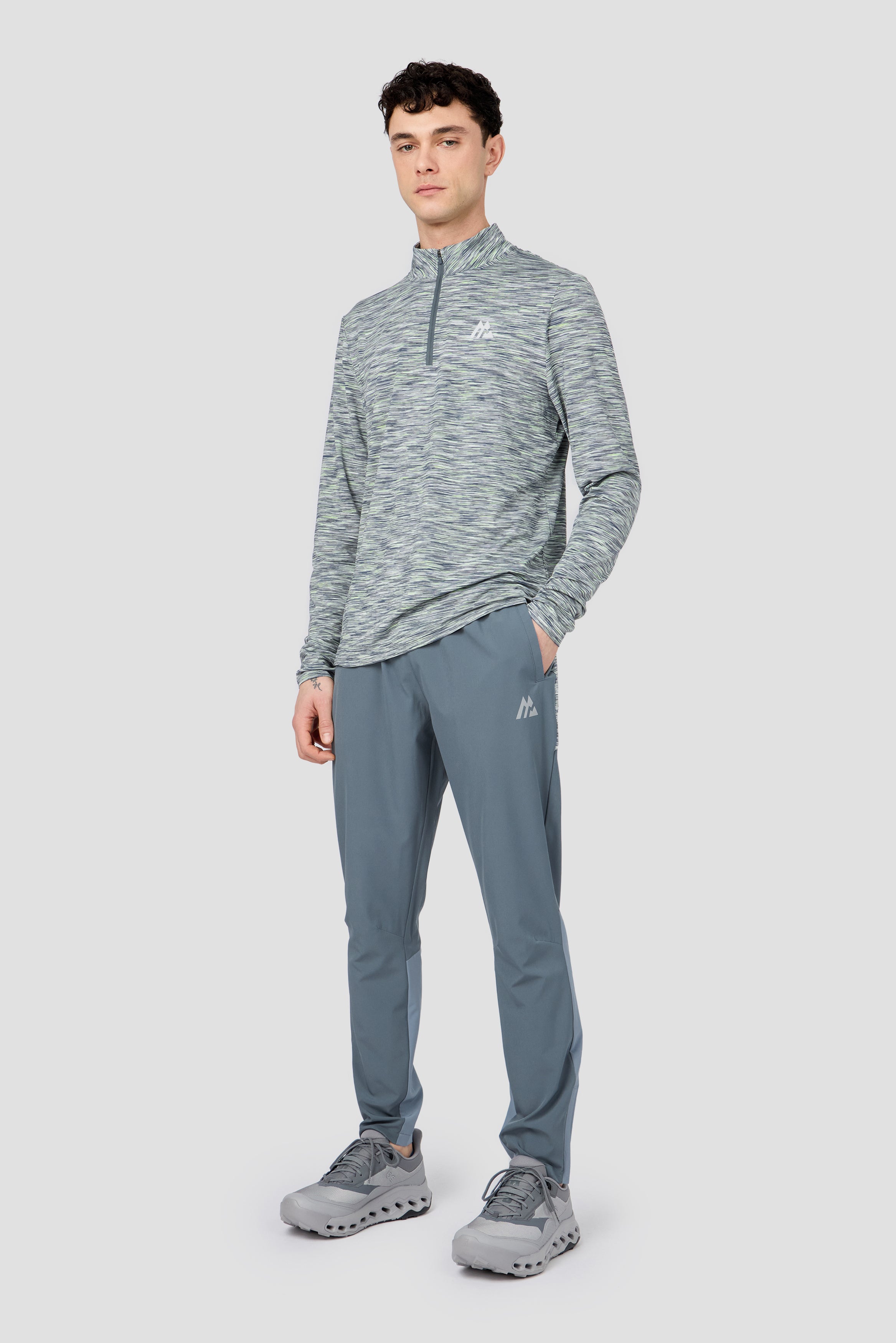 Montirex Trail 1/4 Zip Sportswear - Grey/Green/White Gymwear