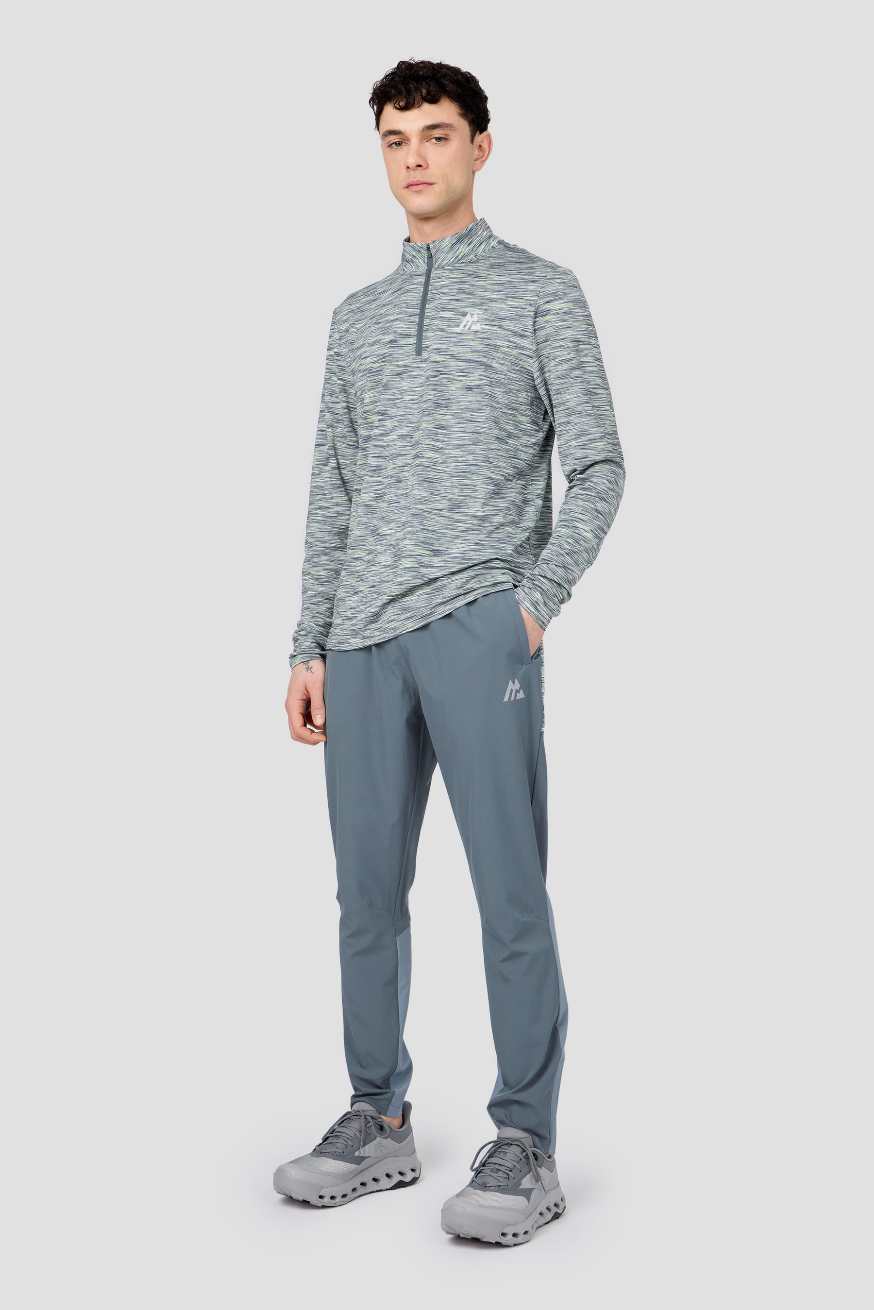 Trail 1/4 Zip  - Grey/Green/White