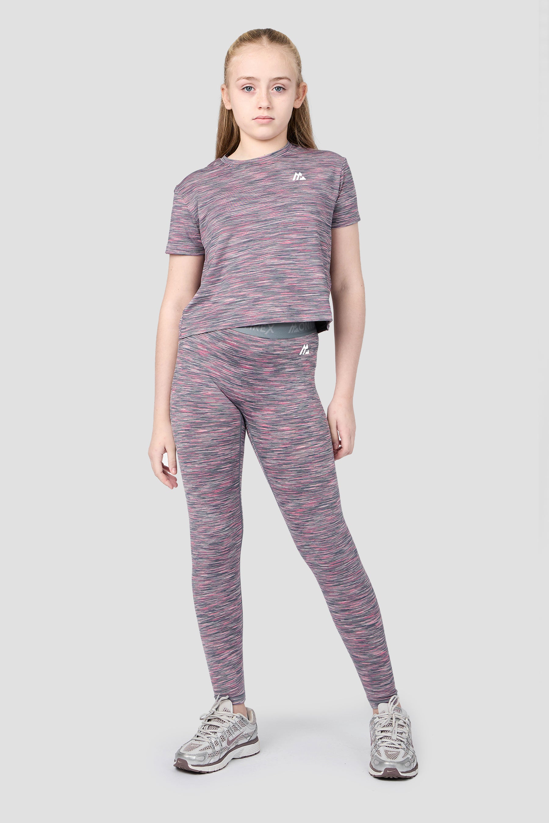 Girls Trail Icon Legging - Grey Multi/Pink