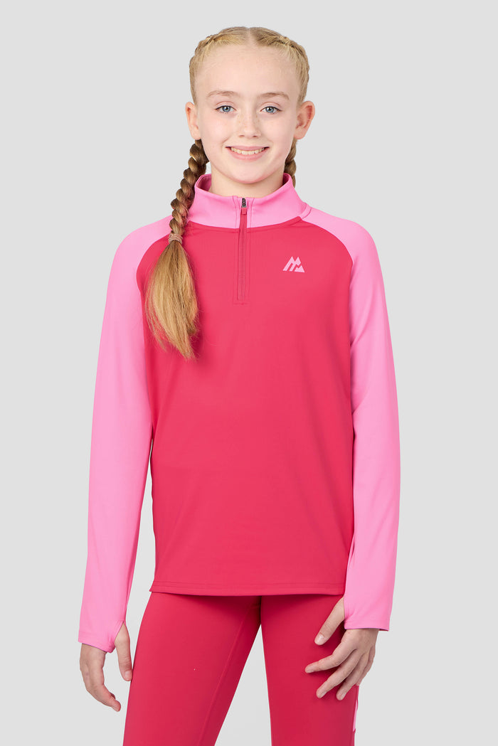 Girls Dash 1/4 Zip - Hibiscus/Framboise