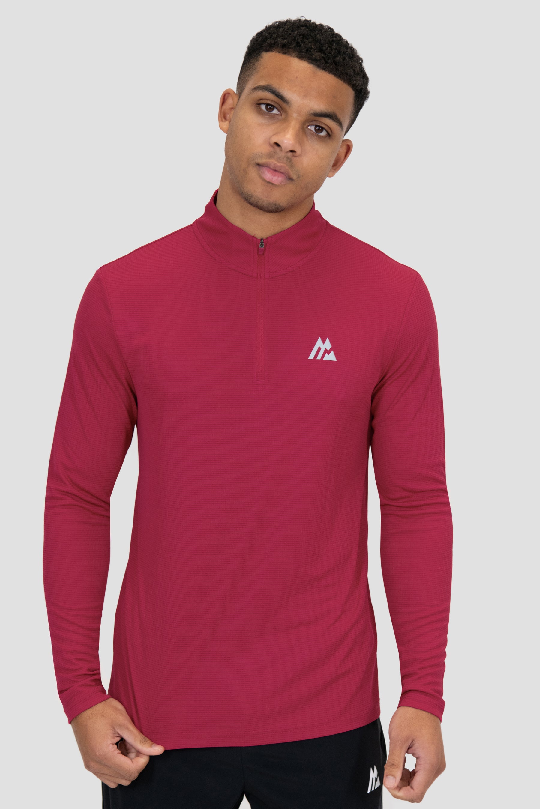 Peak Gridded 1/4 Zip - Spiced Cherry