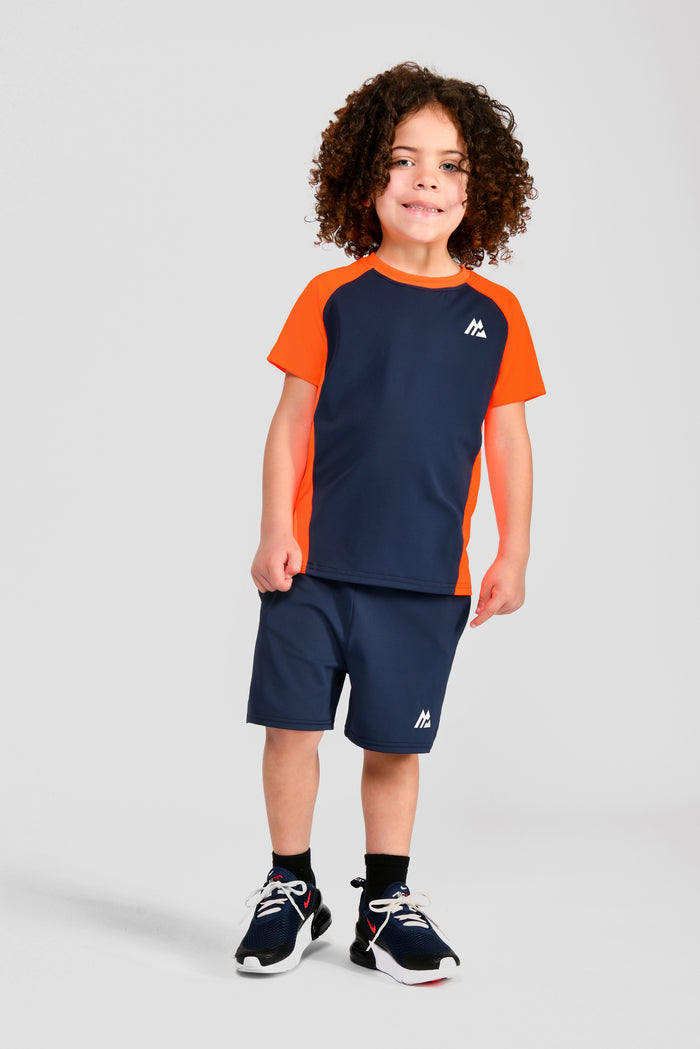 Infants Peak T-Shirt/Short Set - Midnight Blue/Fiery Orange
