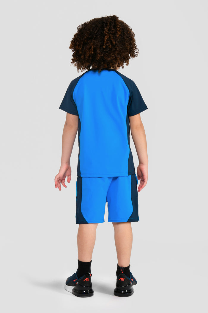 Infants Peak T-Shirt/Short Set - Neon Blue/Midnight Blue