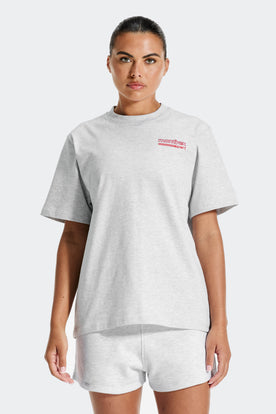 Track Graphic T-Shirt - Grey Marl/Poppy Red