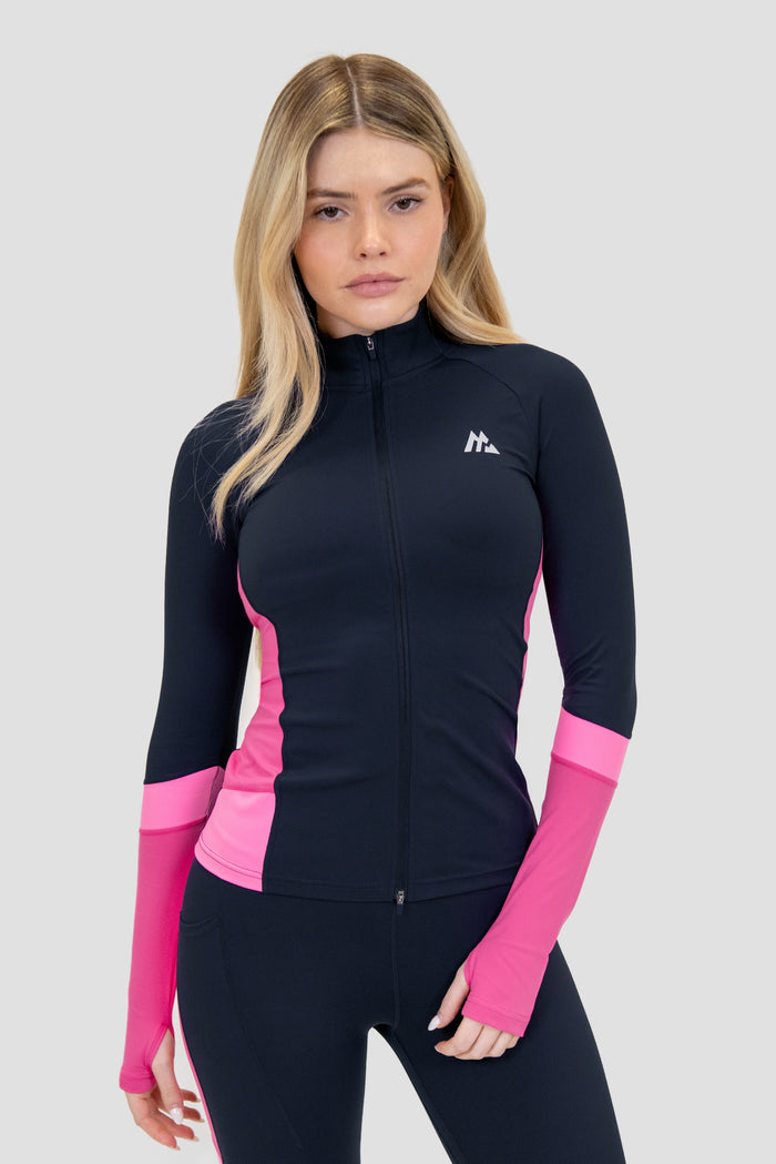 Women's Power Panelled Full Zip - Midnight Blue/Boliviana/Fuchsia