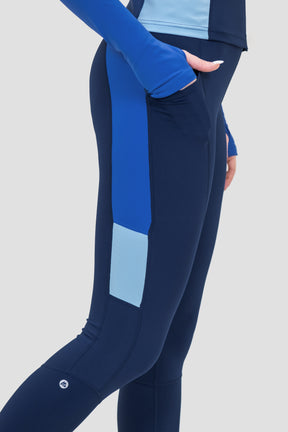 Women's Power Panelled Legging - Agency/Caspian/Baby Blue