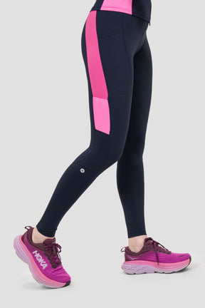 Women's Power Panelled Legging - Midnight Blue/Boliviana/Fucshia