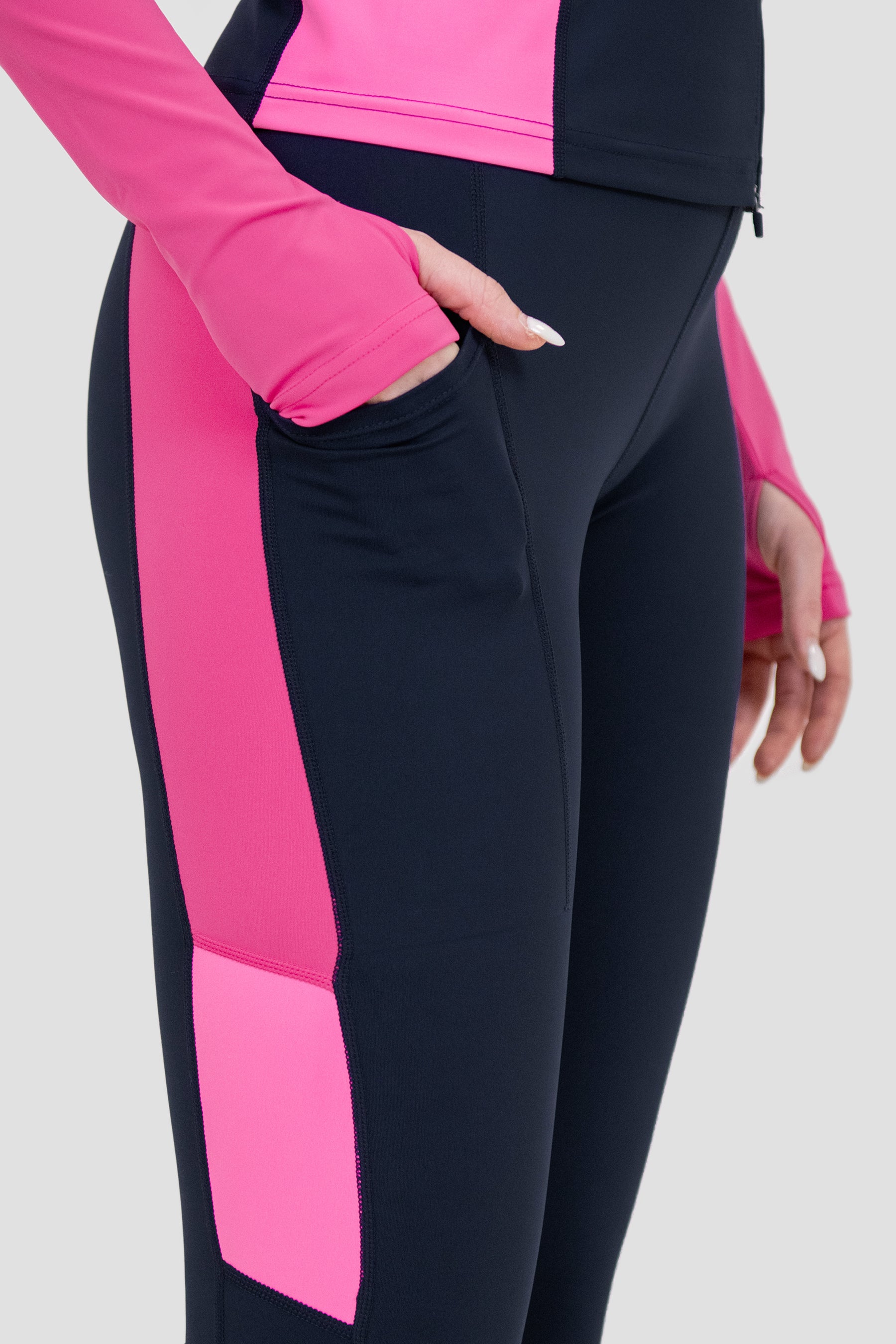 Women's Power Panelled Legging - Midnight Blue/Boliviana/Fucshia