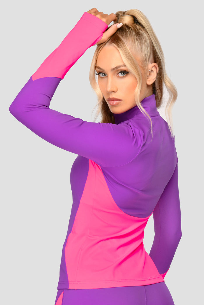 Power Panelled 1/4 Zip - Electric Purple/Pink