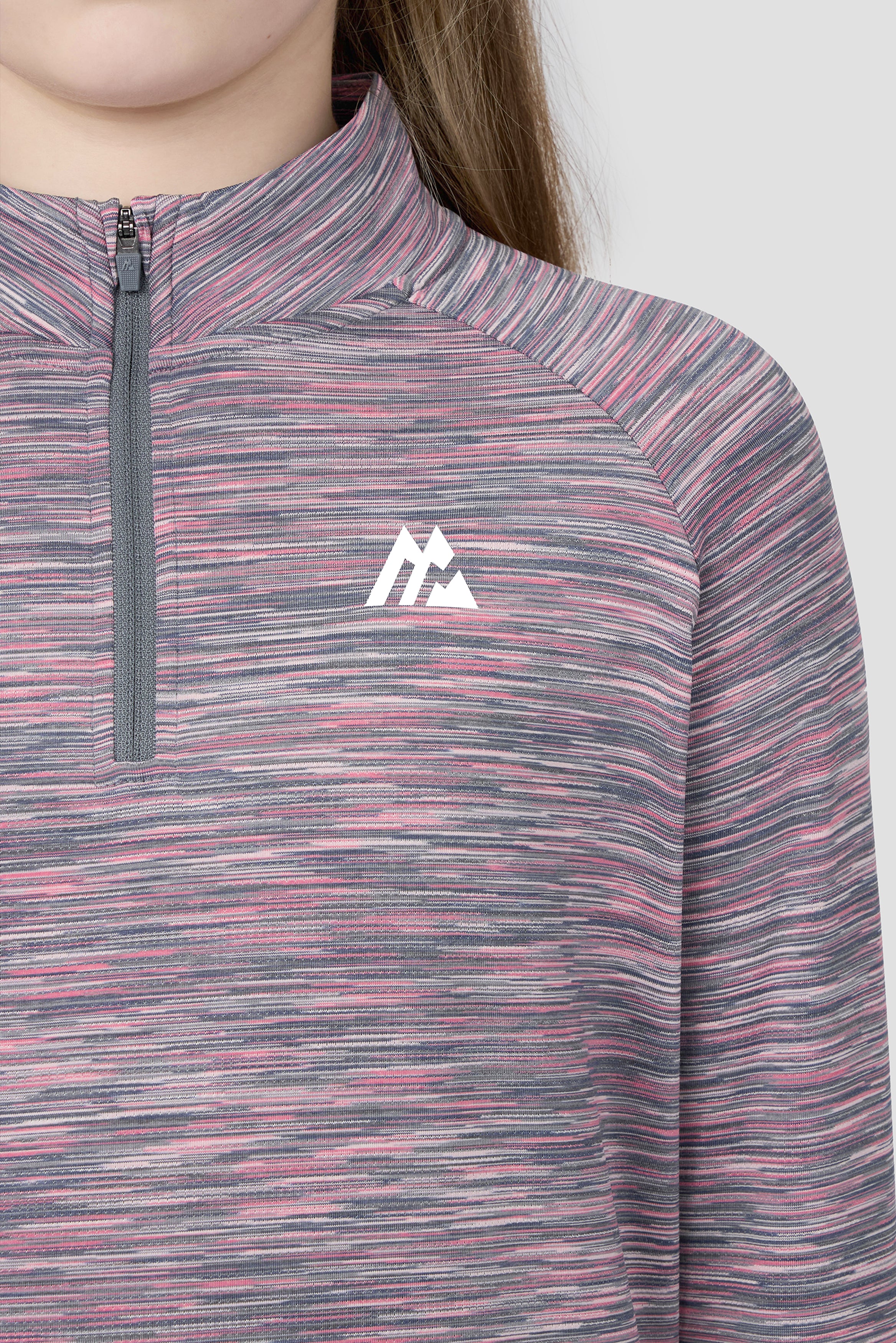 Montirex Girls Trail 1/4 Zip - Sportswear Gymwear Grey/Pink