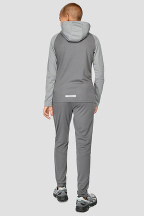 Junior Pace Hooded Tracksuit - Cement Grey/Platinum Grey