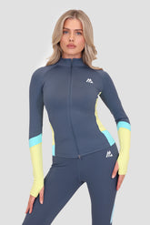 Power Panelled 2.0 Full Zip - Greyed Indigo/Citrus/Neon Sky