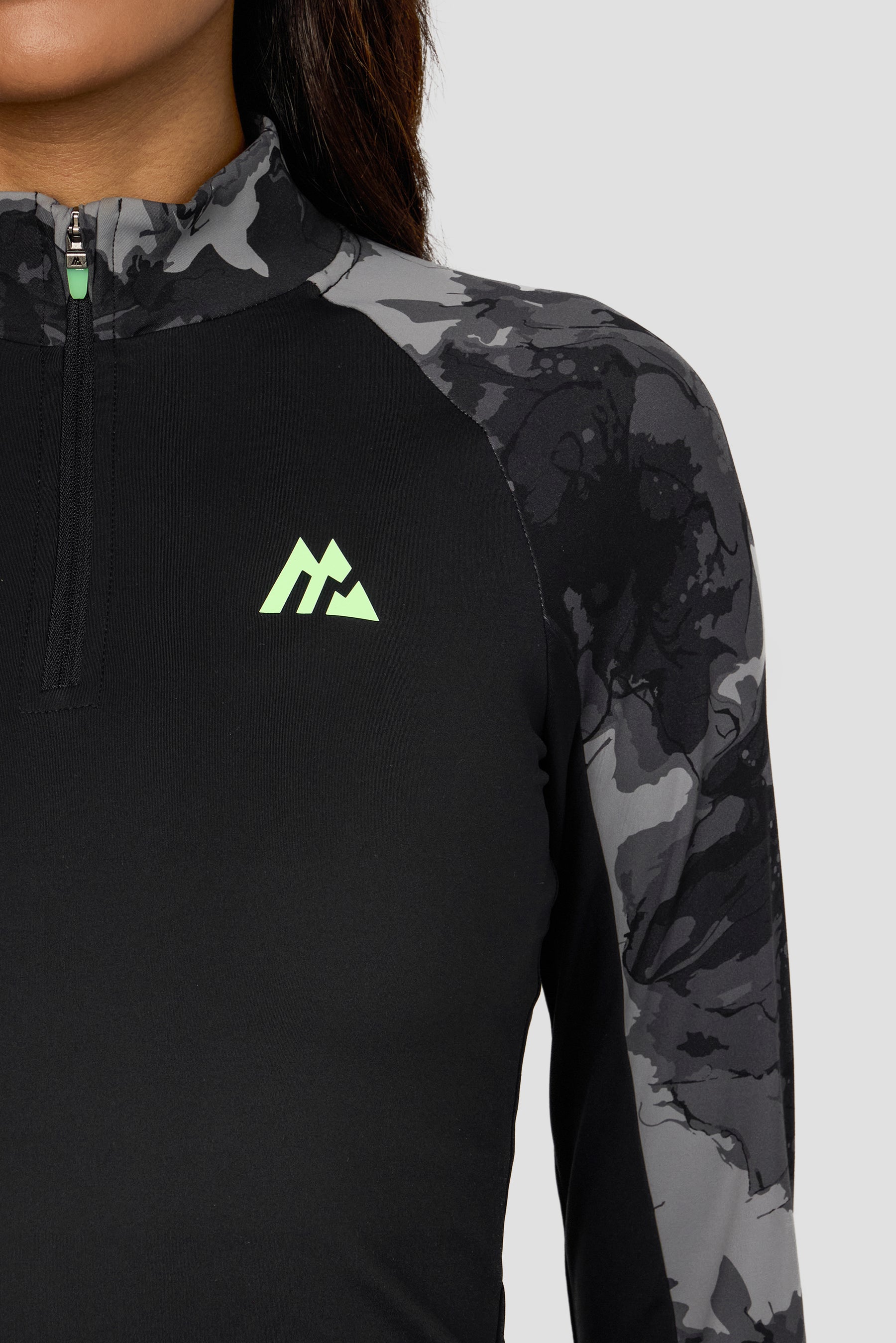 Fusion Print 1/4 Zip - Black/Winter Sky