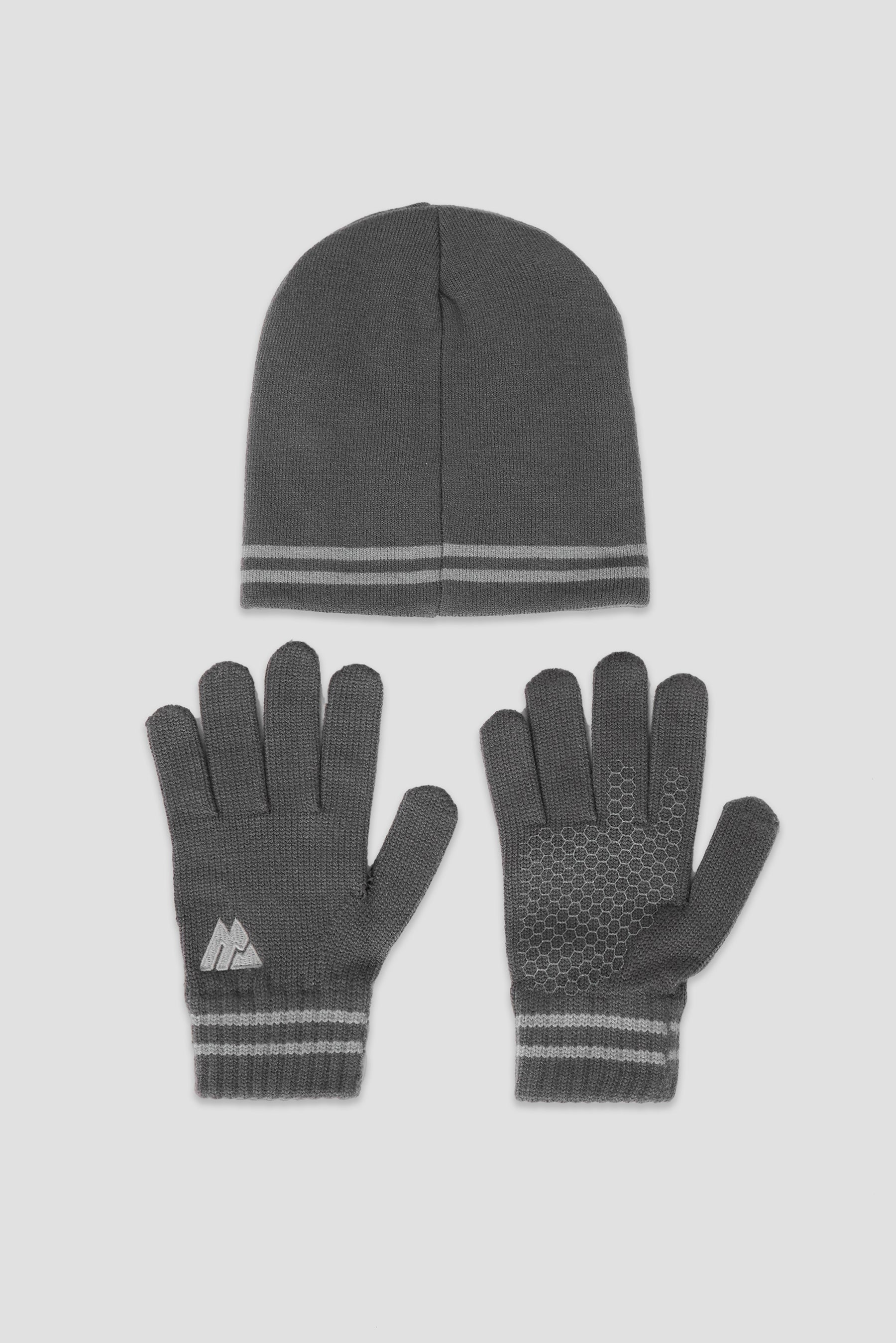 Junior Ibex Beanie/Gloves Set - Cement Grey/Platinum Grey