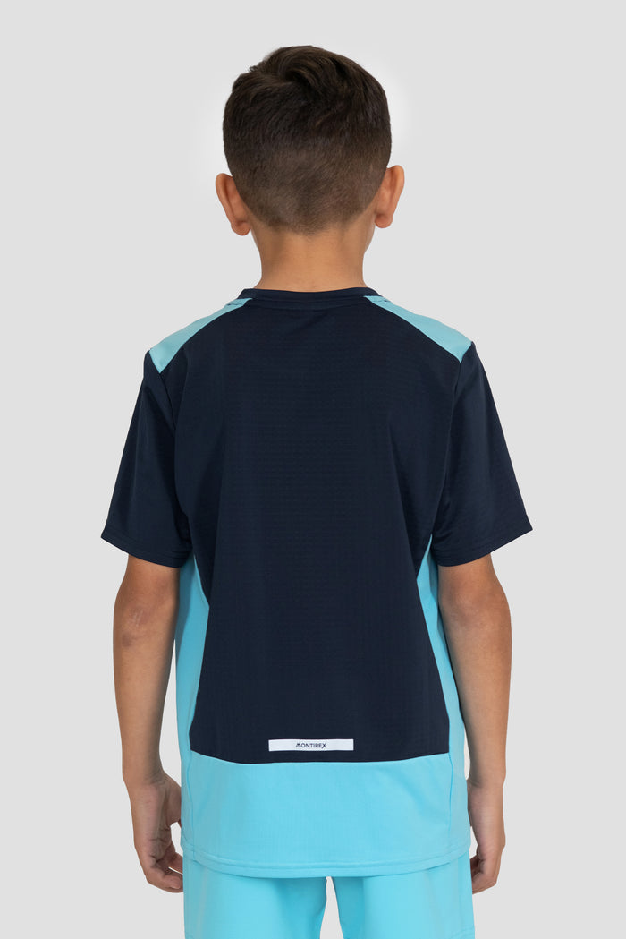 Camiseta Rush Niños - Azul Medianoche/Cielo Neón