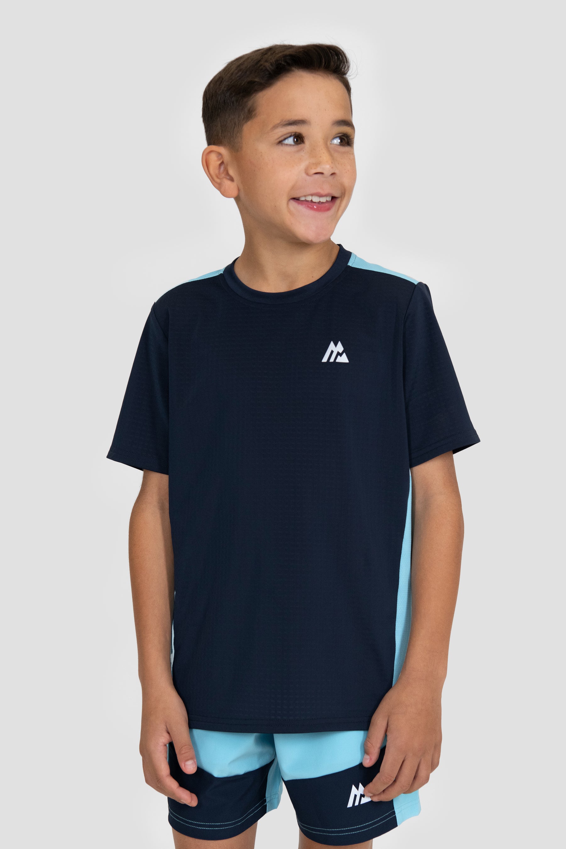 Camiseta Rush Niños - Azul Medianoche/Cielo Neón