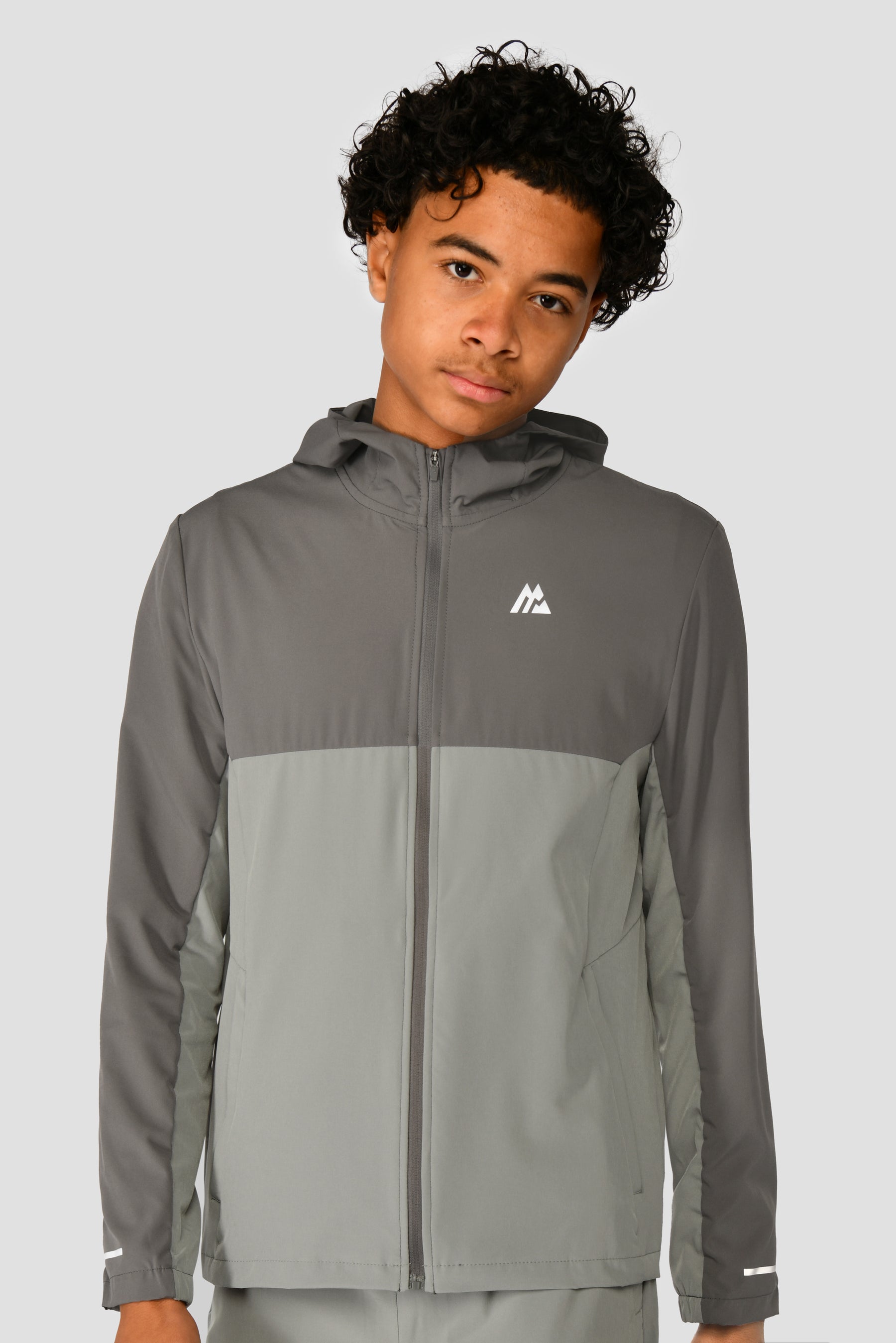 grey running jacket