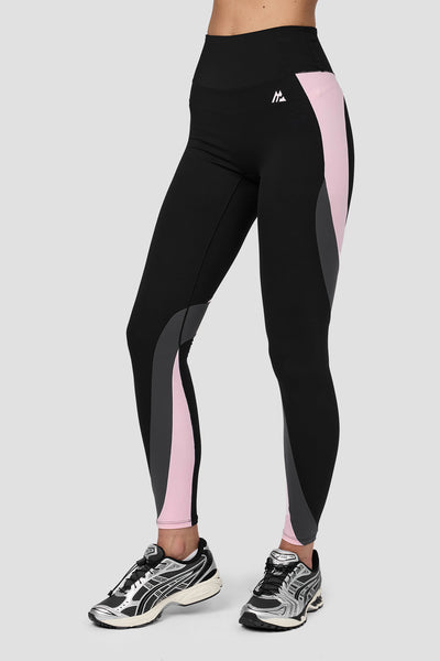WERTHY COMBINATION LEGGINGS ブラック×ベージュ Next ACTIVE BALANCE WRAP FRONT - Leggings - Trousers - chocolate