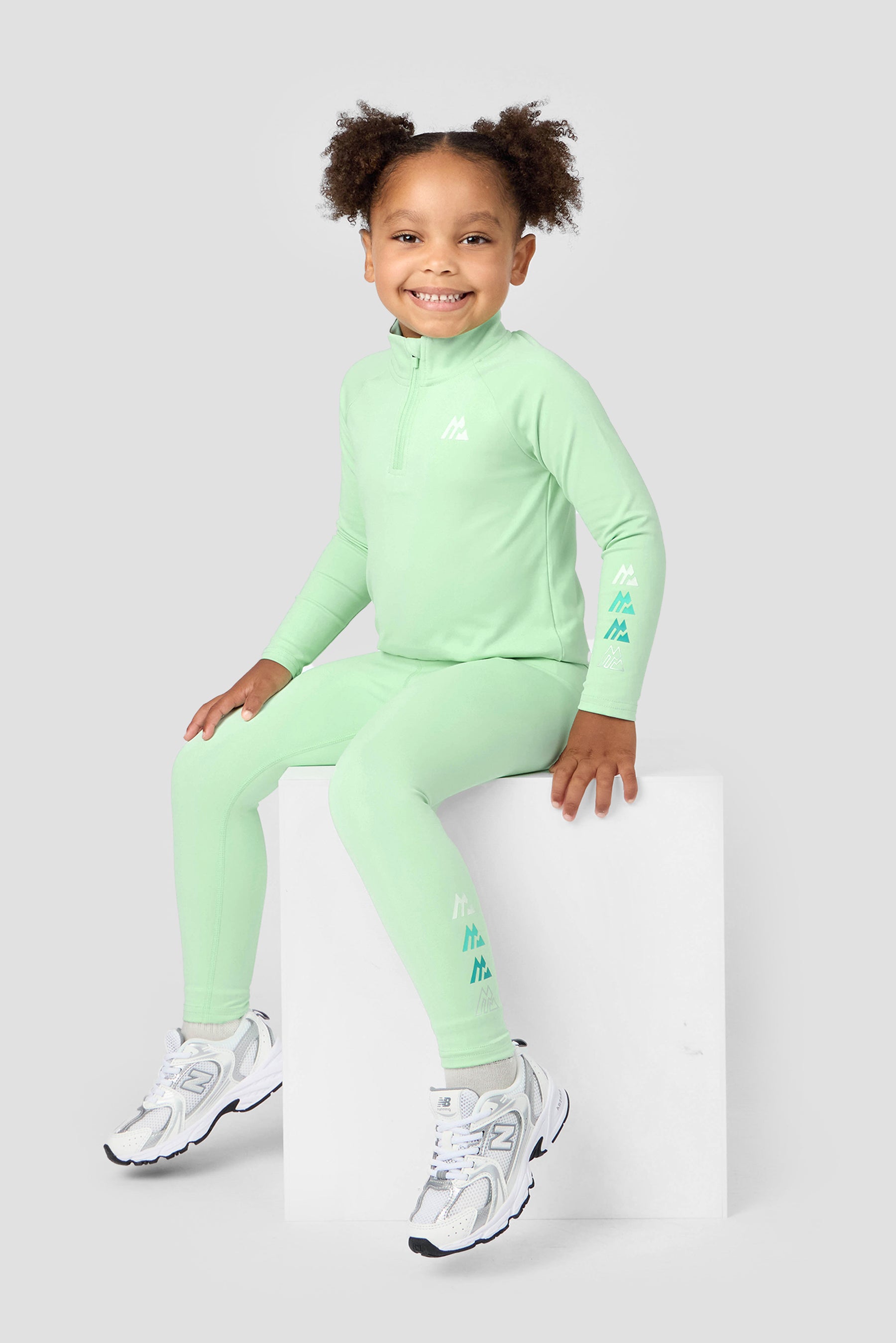 Infant Girls Graphic 1/4 Zip/Legging Set - Birds Egg Green