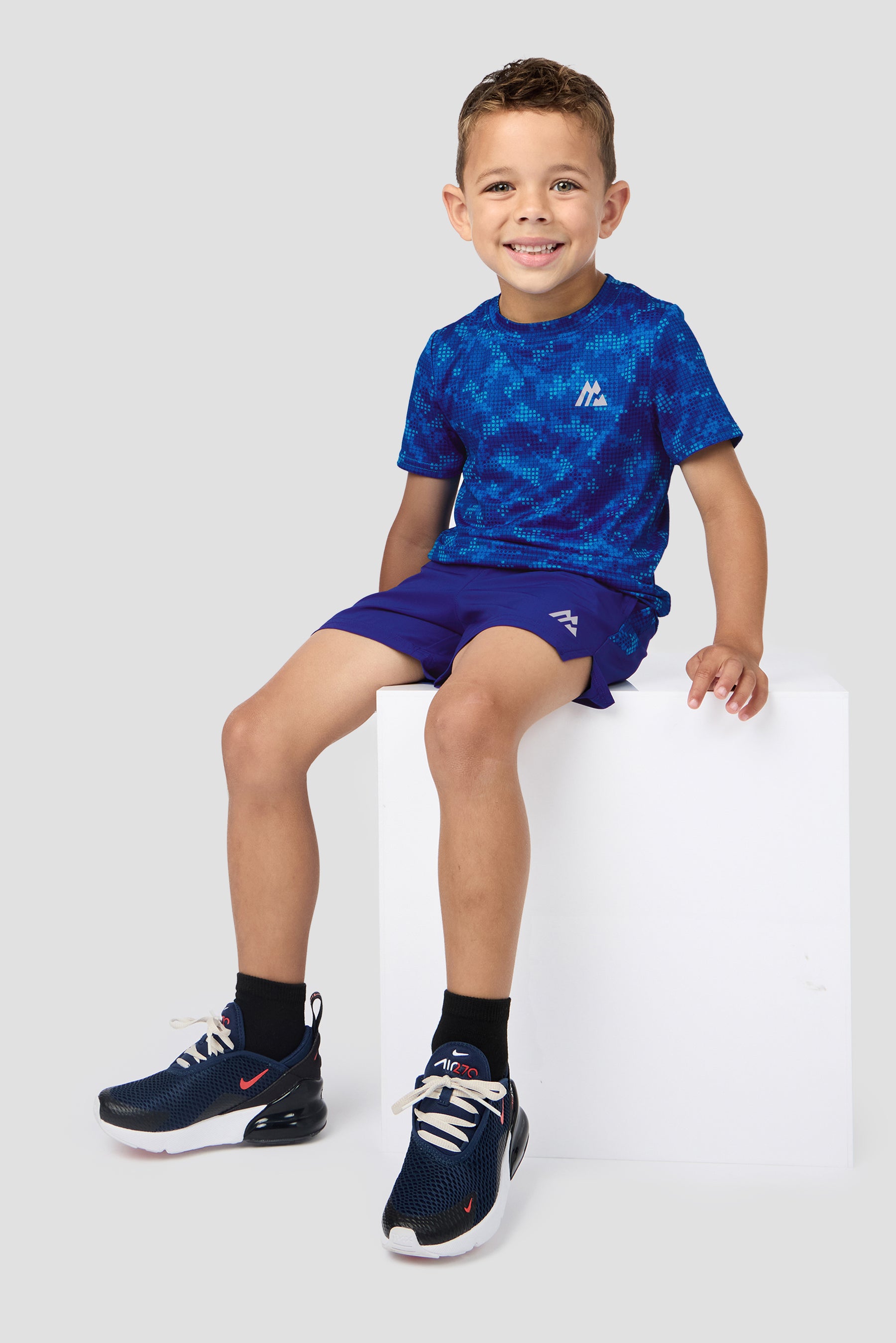 Descent Print T-Shirt/Short Set - Marine Blue/Cobalt Blue/Neon Blue