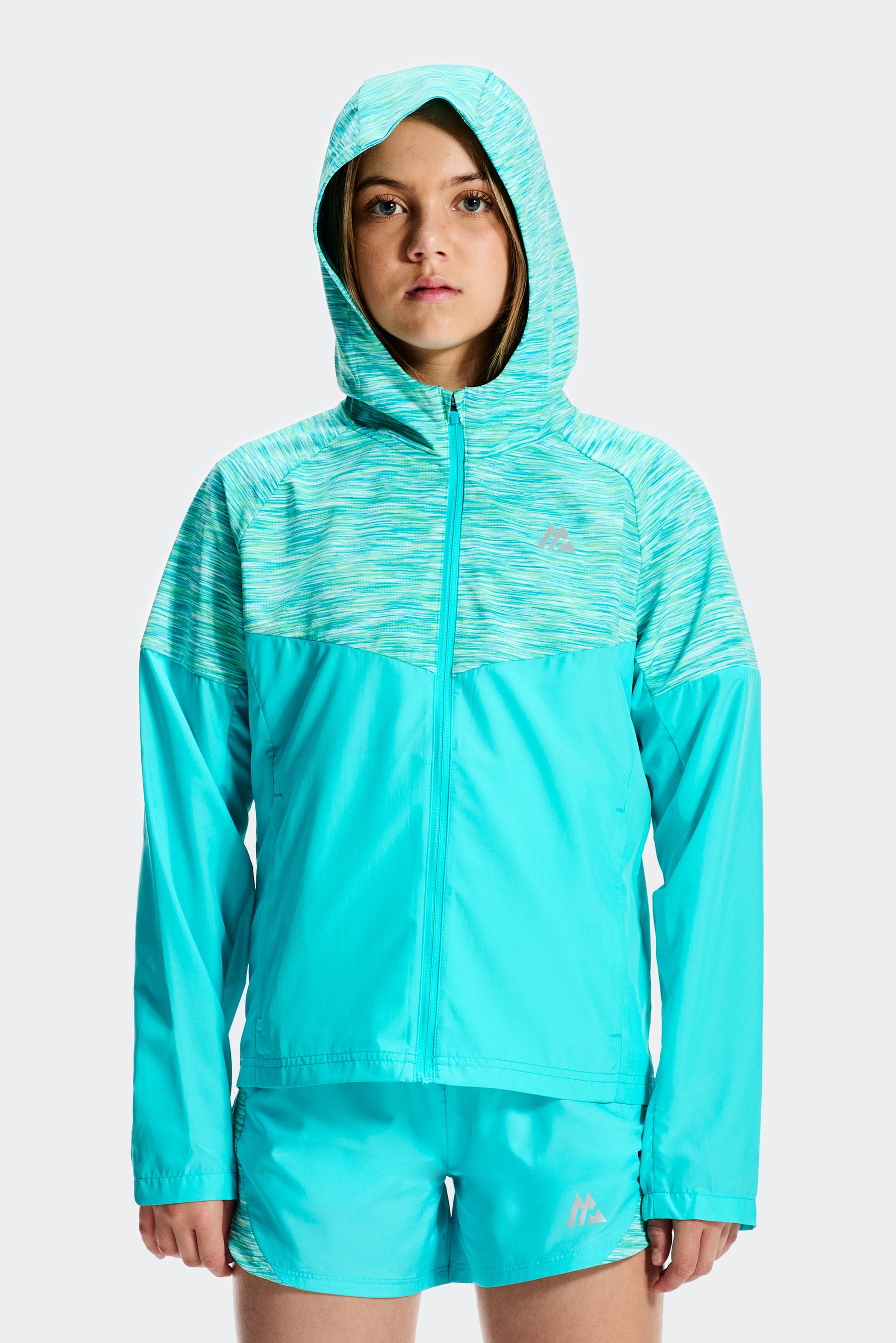 Girls Trail Windbreaker - Aqua Blue Multi