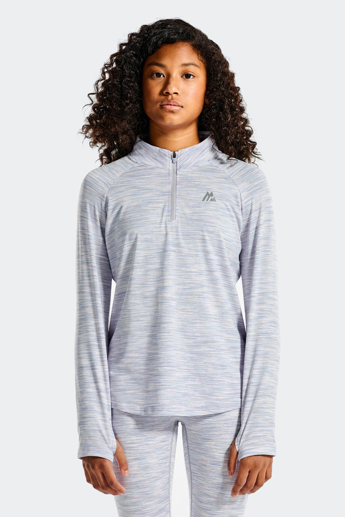 Girls Trail 1/4 Zip - Grey/Blue/Pink/White