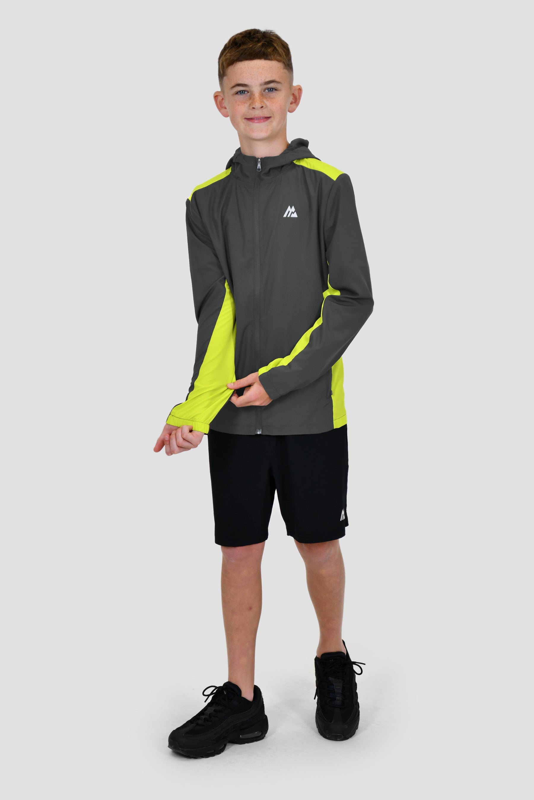 Junior Speed Windbreaker - Asphalt/Electric Lime