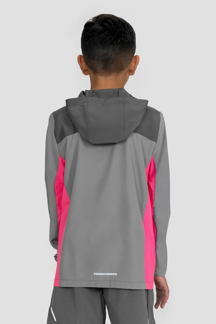 Boys Speed Windbreaker - Cement Grey/Platinum Grey/Neon Pink