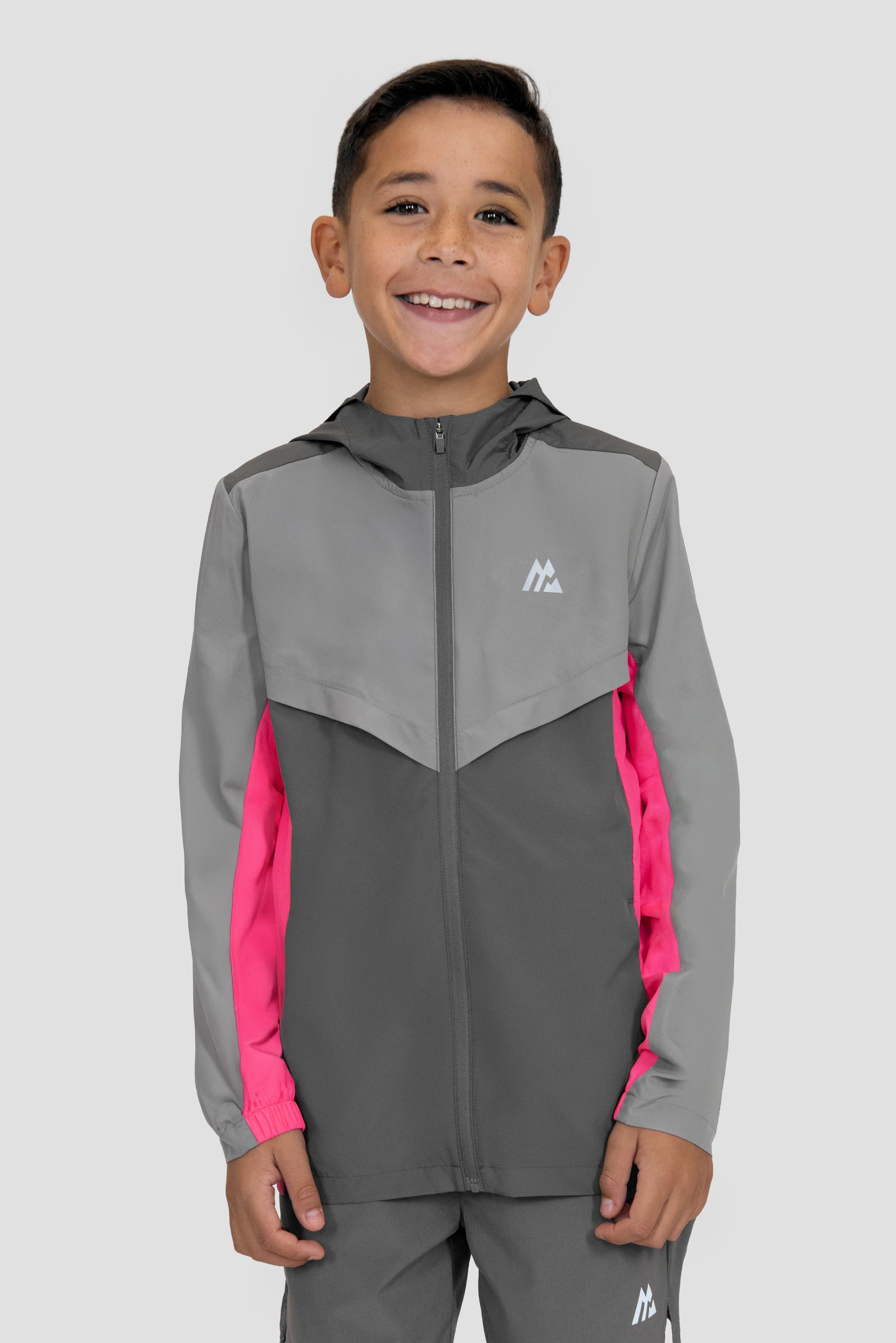 Boys Speed Windbreaker - Cement Grey/Platinum Grey/Neon Pink