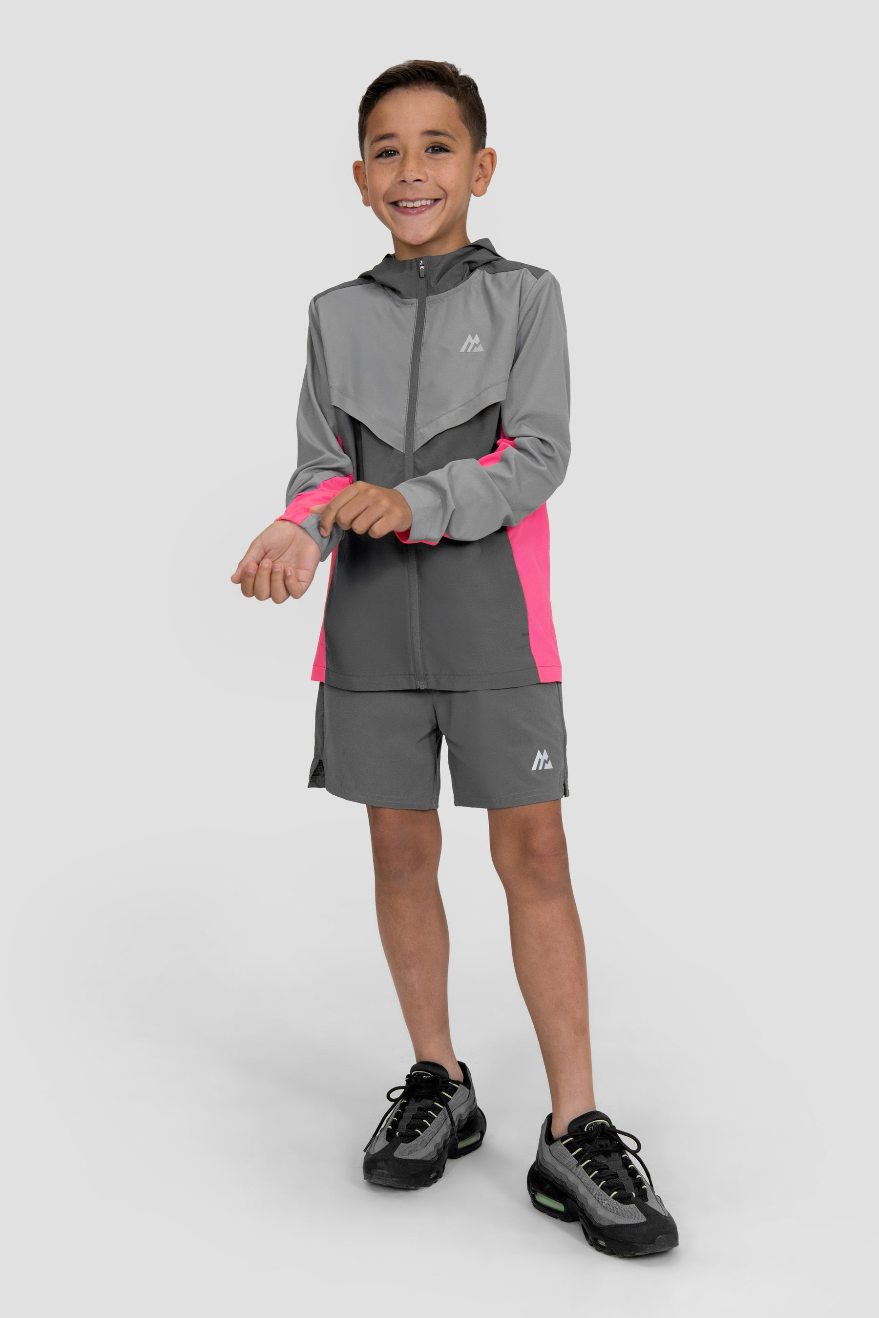 Boys Speed Windbreaker - Cement Grey/Platinum Grey/Neon Pink