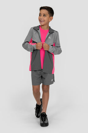 Boys Speed Windbreaker - Cement Grey/Platinum Grey/Neon Pink