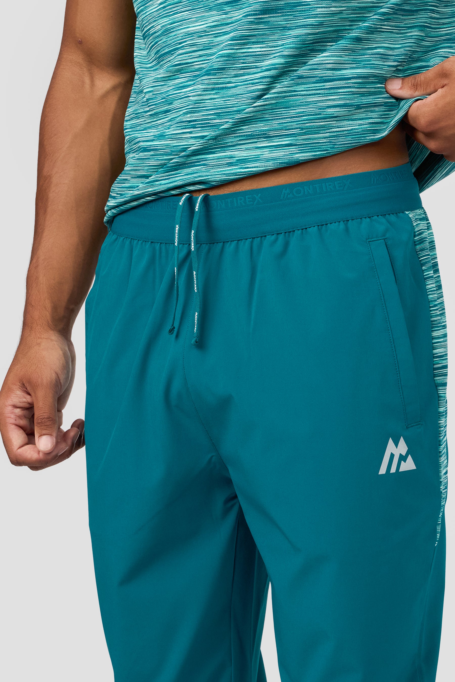 Trail Panel Running Pant - Teal Multi