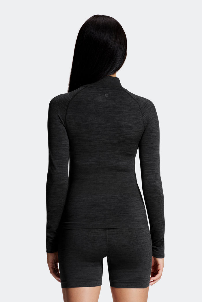 Trail Seamless Full Zip - Black Marl