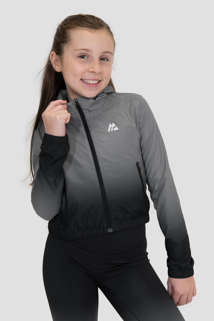 Girls Glow Windbreaker - Black/Winter Sky 