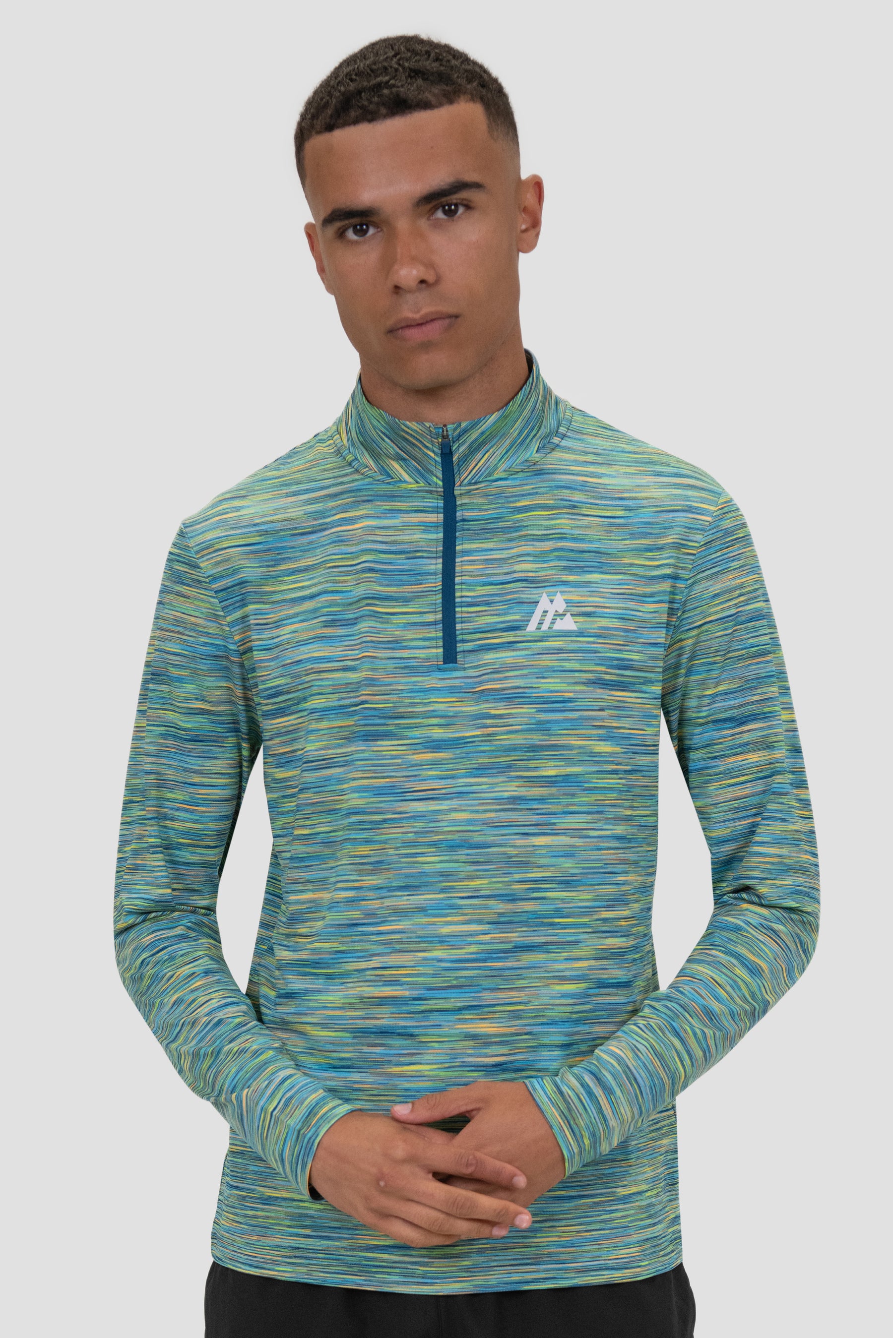 Men's Trail 1/4 Zip - Blue/Orange/Lime