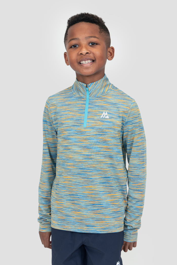 Sudadera Con 1/4 Zip Trail Niños - Azul/Naranja