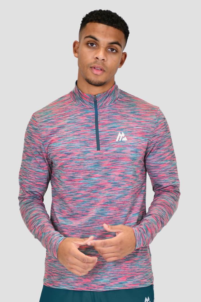 Men's Trail 1/4 Zip - Teal/Pink